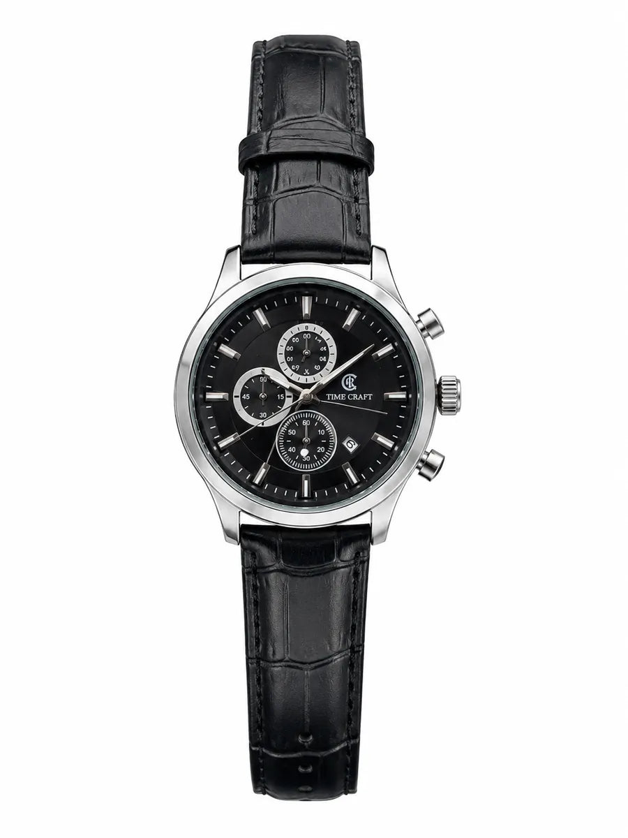 Timecraft Chronograph Strap Watch – Black