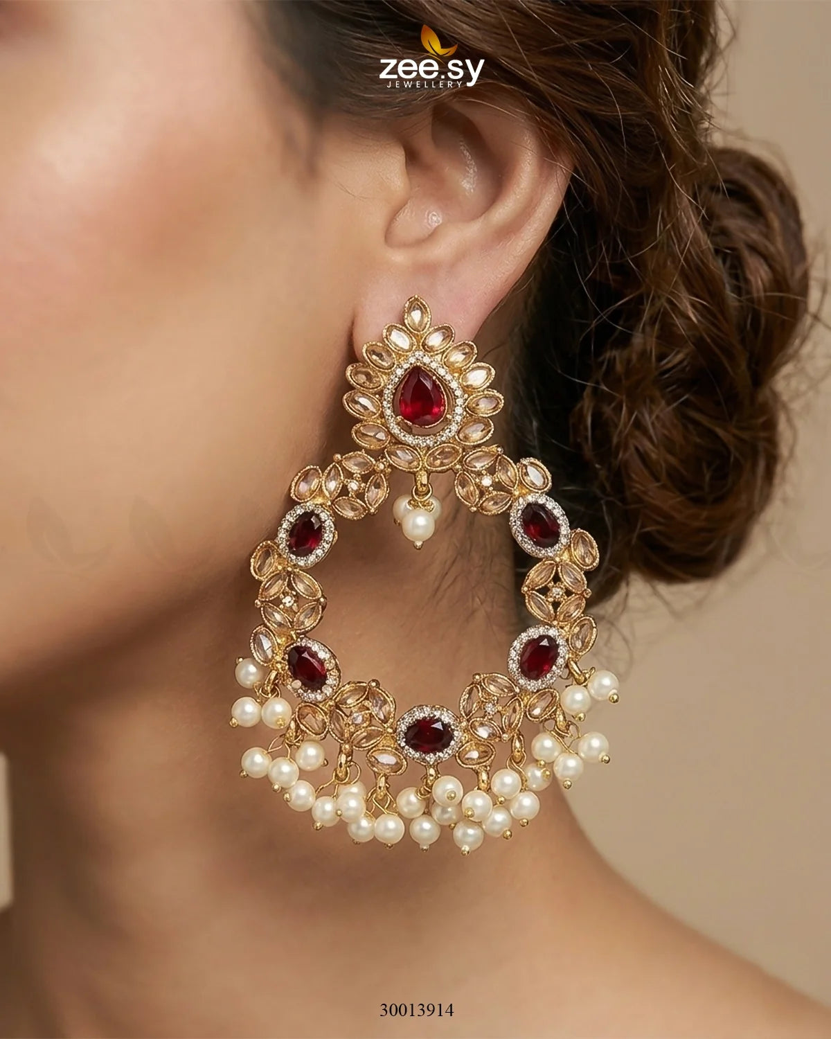 Mirabella Pearl Chandbali Earrings