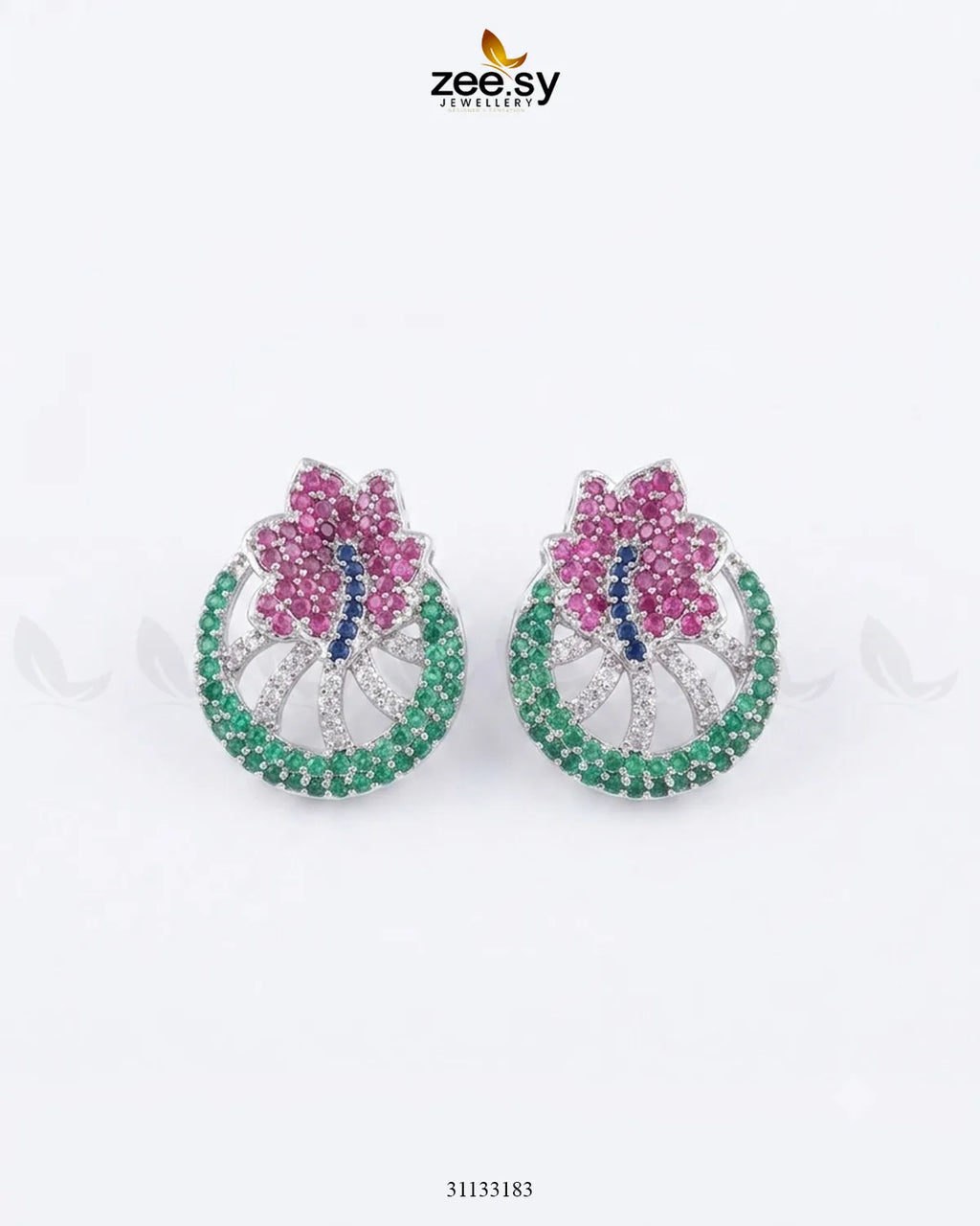 Dainty Floral Gemstone Earrings - Antique