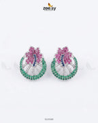 Dainty Floral Gemstone Earrings - Antique