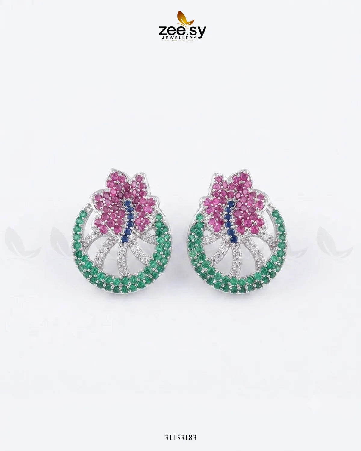 Dainty Floral Gemstone Earrings - Antique