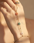 Beaded Flower Station Finger Bracelet