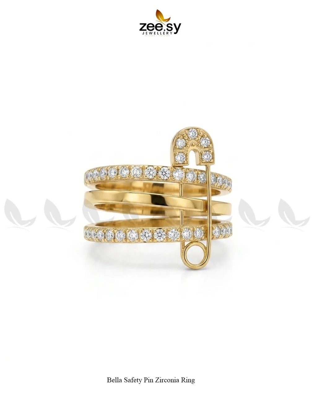 Bella Safety Pin Zirconia Ring