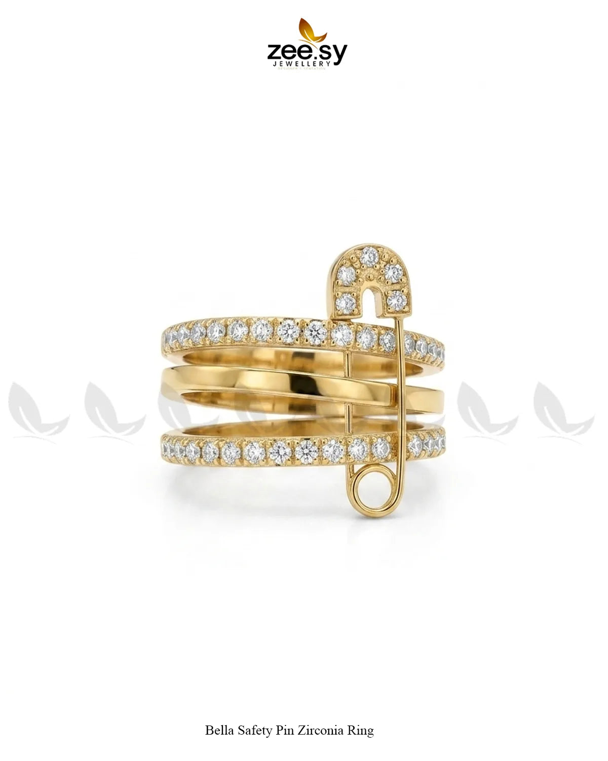 Bella Safety Pin Zirconia Ring