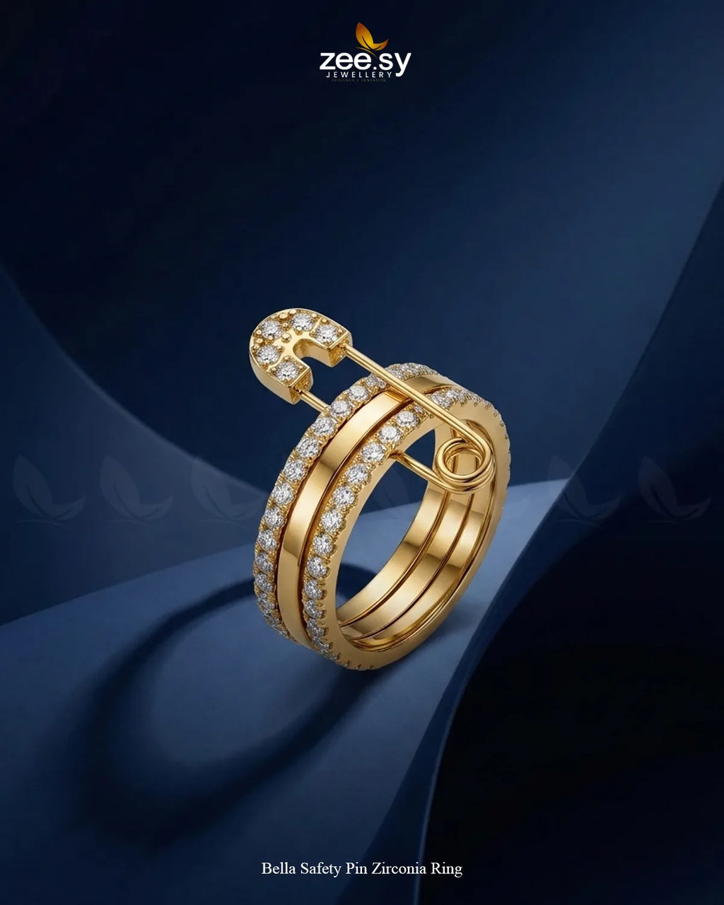 Bella Safety Pin Zirconia Ring