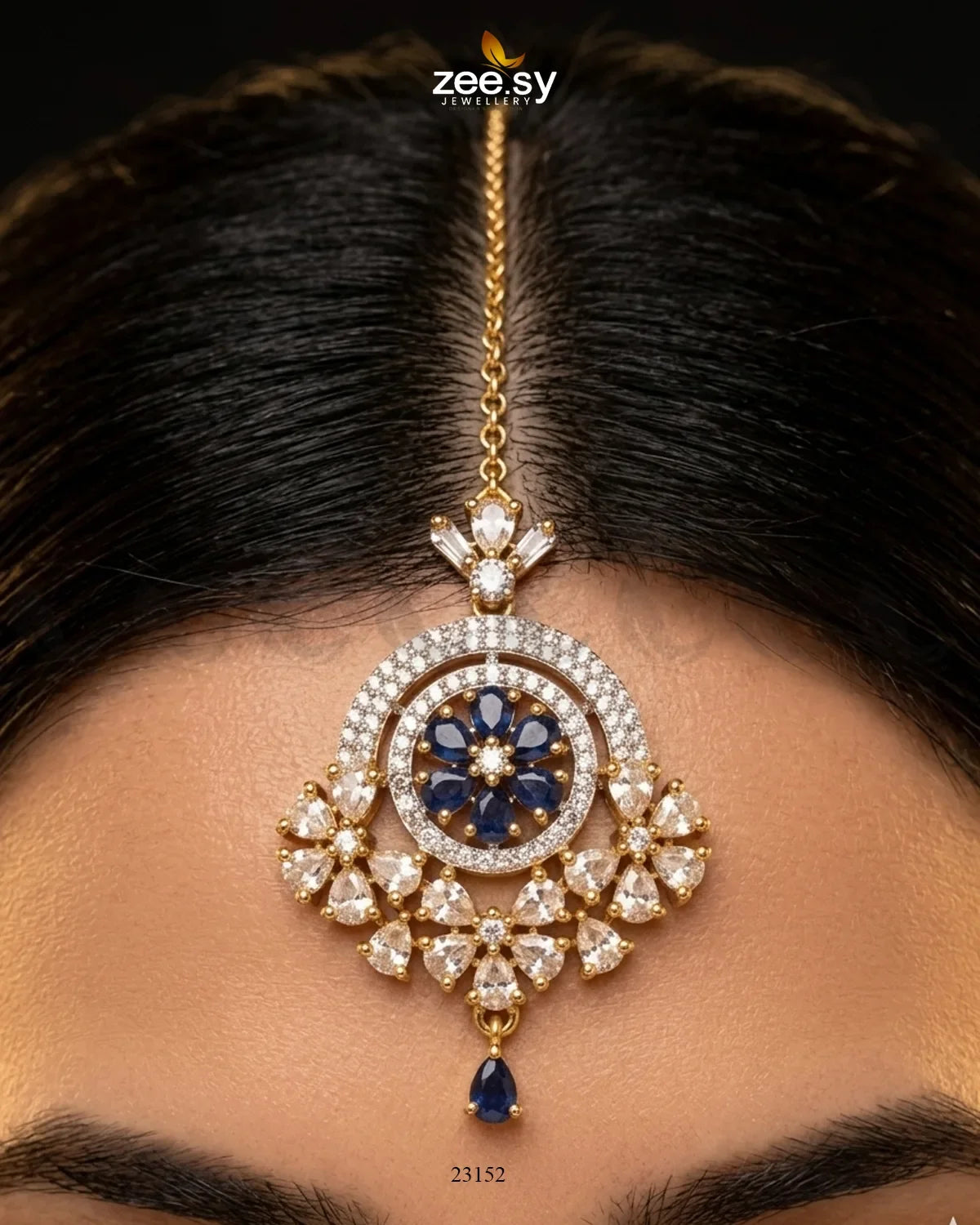 Round Flowery American Diamond Bindiya