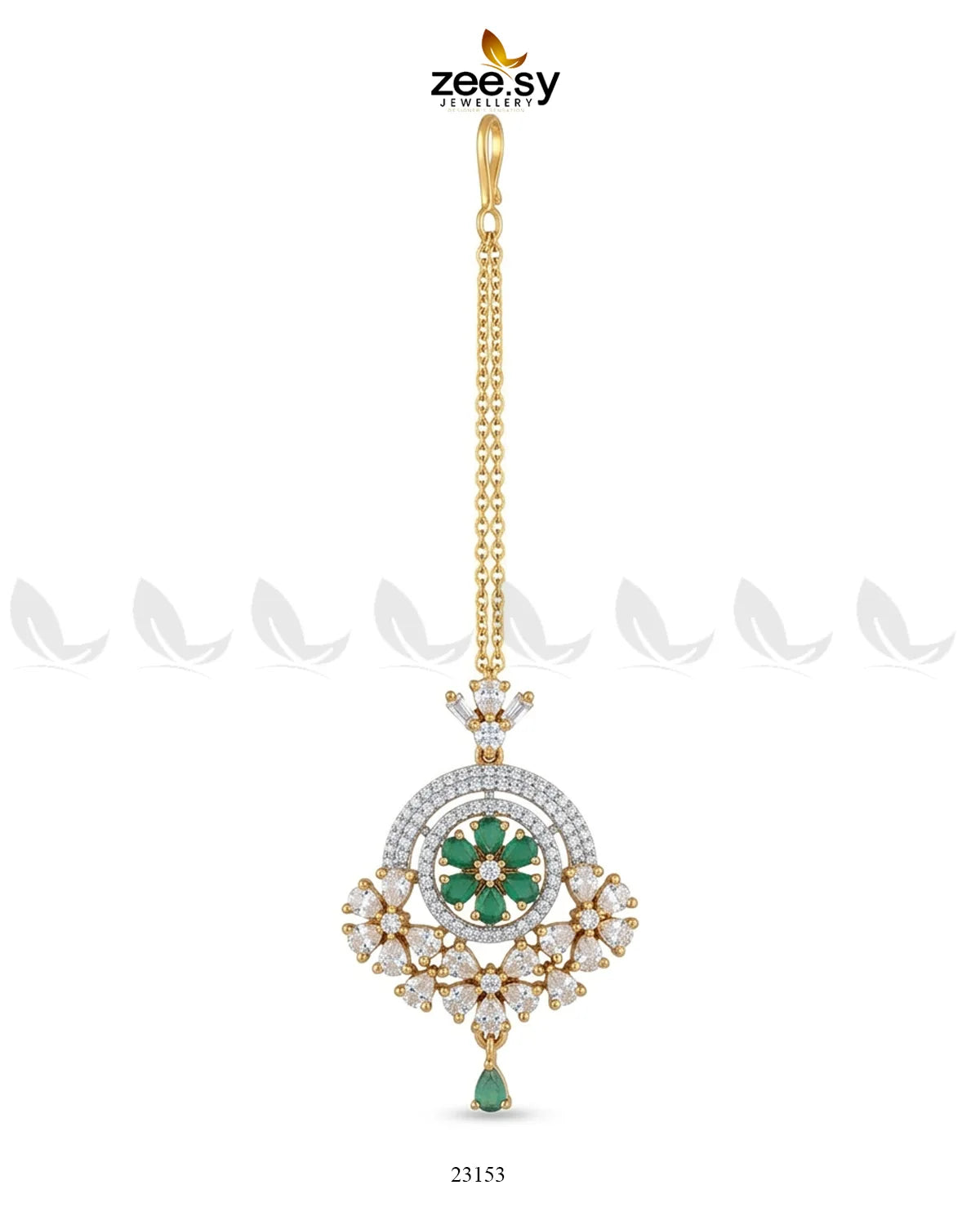 Round Flowery American Diamond Bindiya