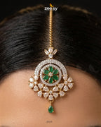 Round Flowery American Diamond Bindiya
