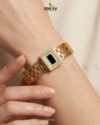 Black Gem Golden Cuff Bracelet