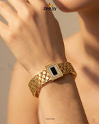Black Gem Golden Cuff Bracelet