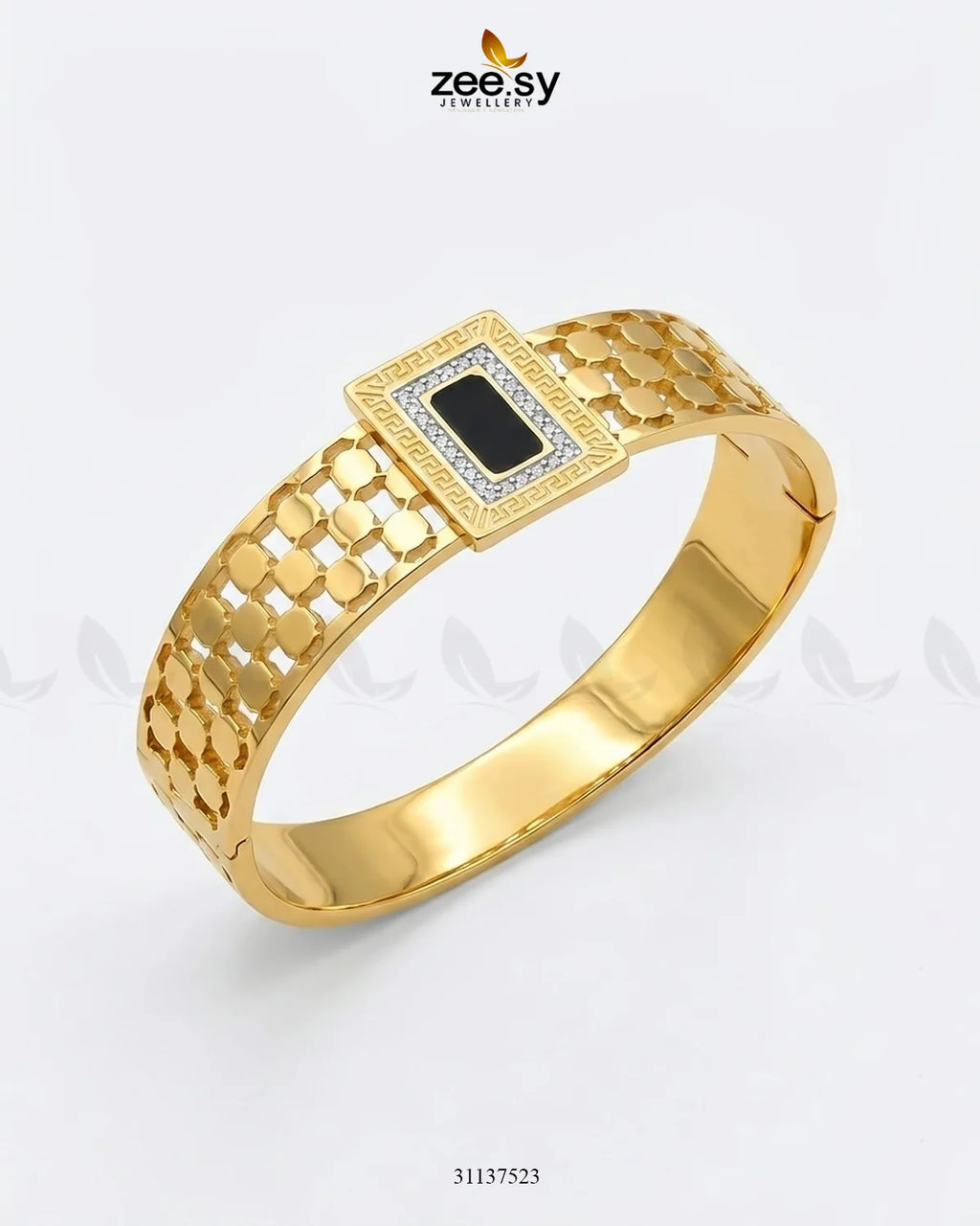 Black Gem Golden Cuff Bracelet