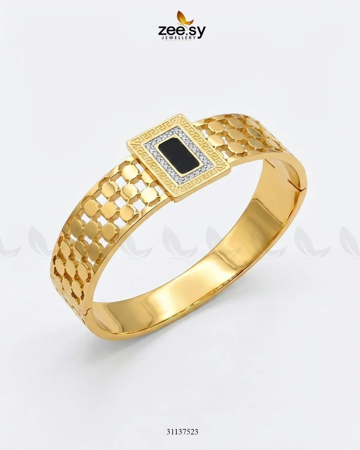 Black Gem Golden Cuff Bracelet