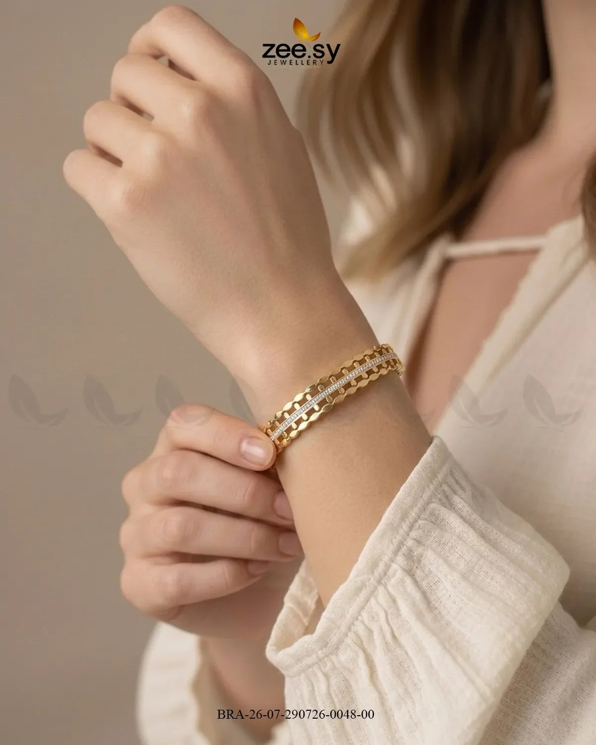 Brick Pattern Crystal Inlay Bracelet