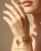 Checkered Cutout Zirconia Cuff Bracelet