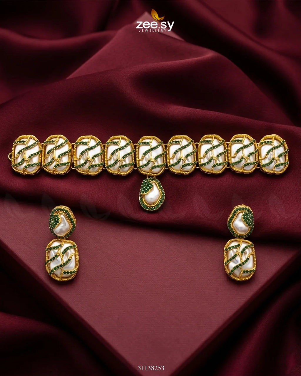 Crimson Wave Pearl Choker Set