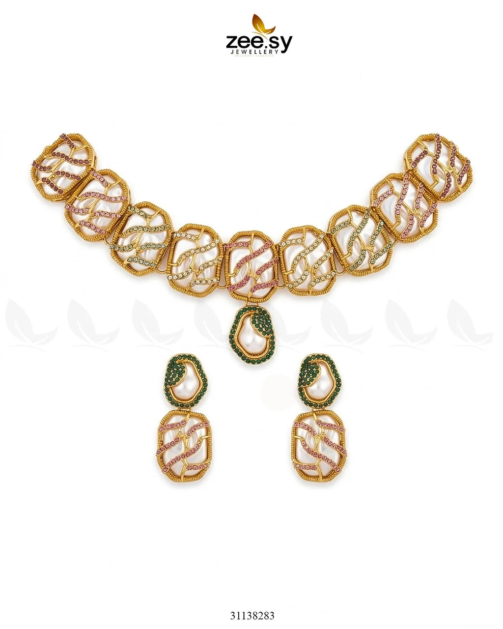 Crimson Wave Pearl Choker Set
