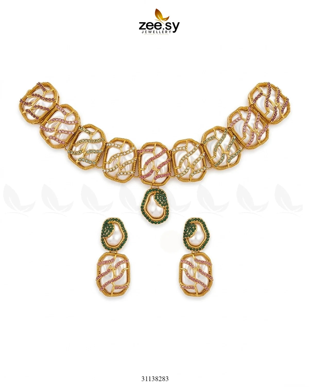 Crimson Wave Pearl Choker Set