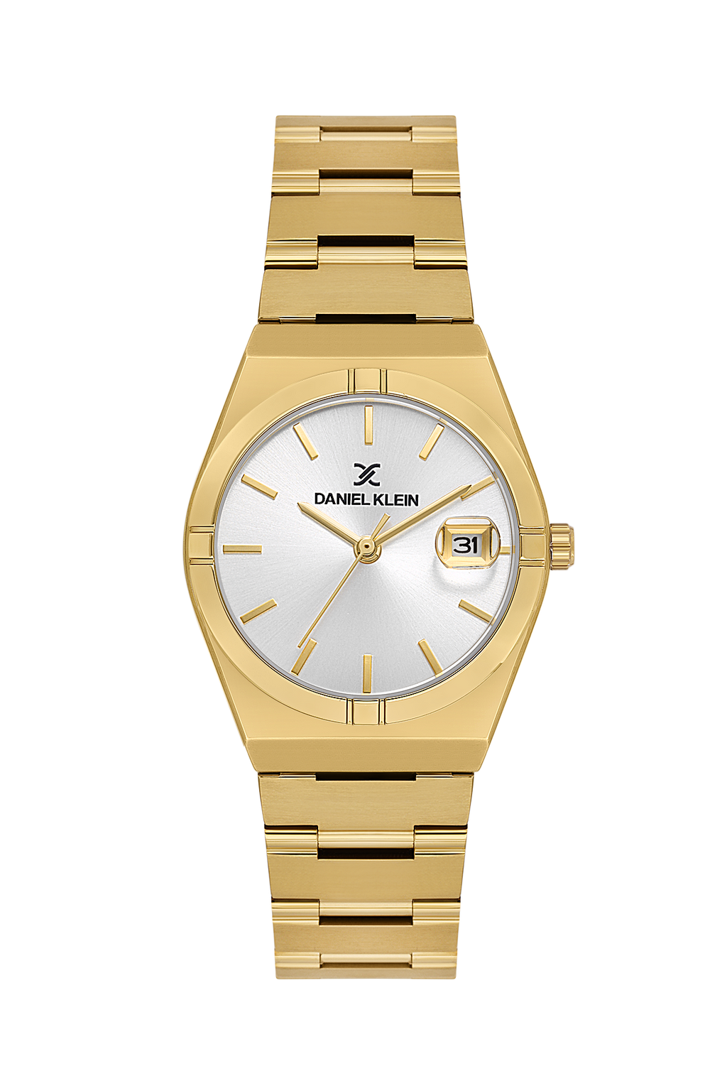 Daniel Klein Silver IP Gold Date Wrist Watch for Women DK.1.14170-3