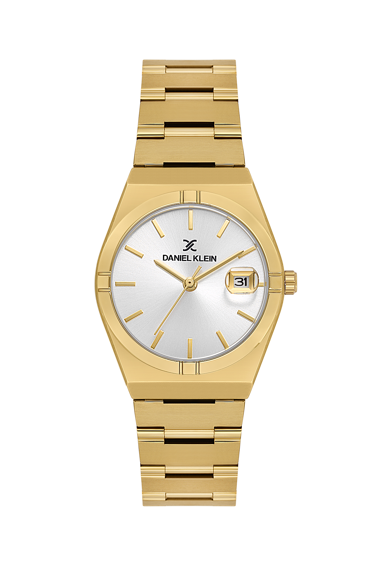 Daniel Klein Silver IP Gold Date Wrist Watch for Women DK.1.14170-3