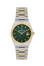 Daniel Klein Dark Green IP Silver Date Wrist Watch for Women DK.1.14170-5