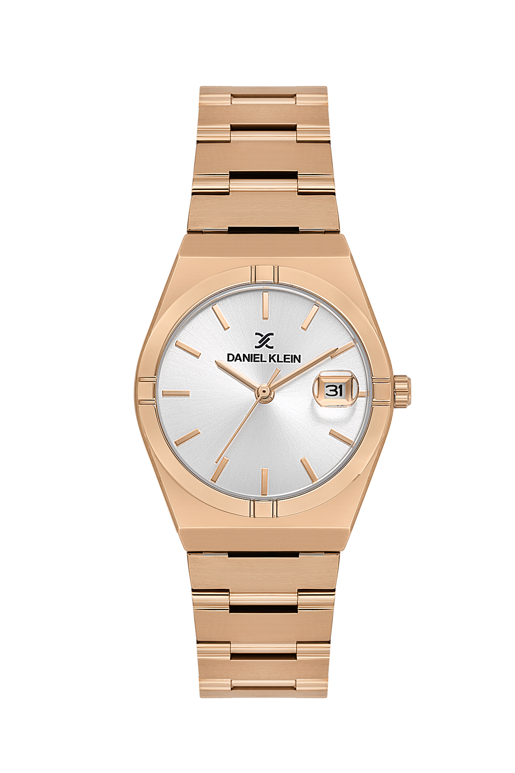 Daniel Klein Silver Pink Rosegold Date Wrist Watch for Women DK.1.14170-6