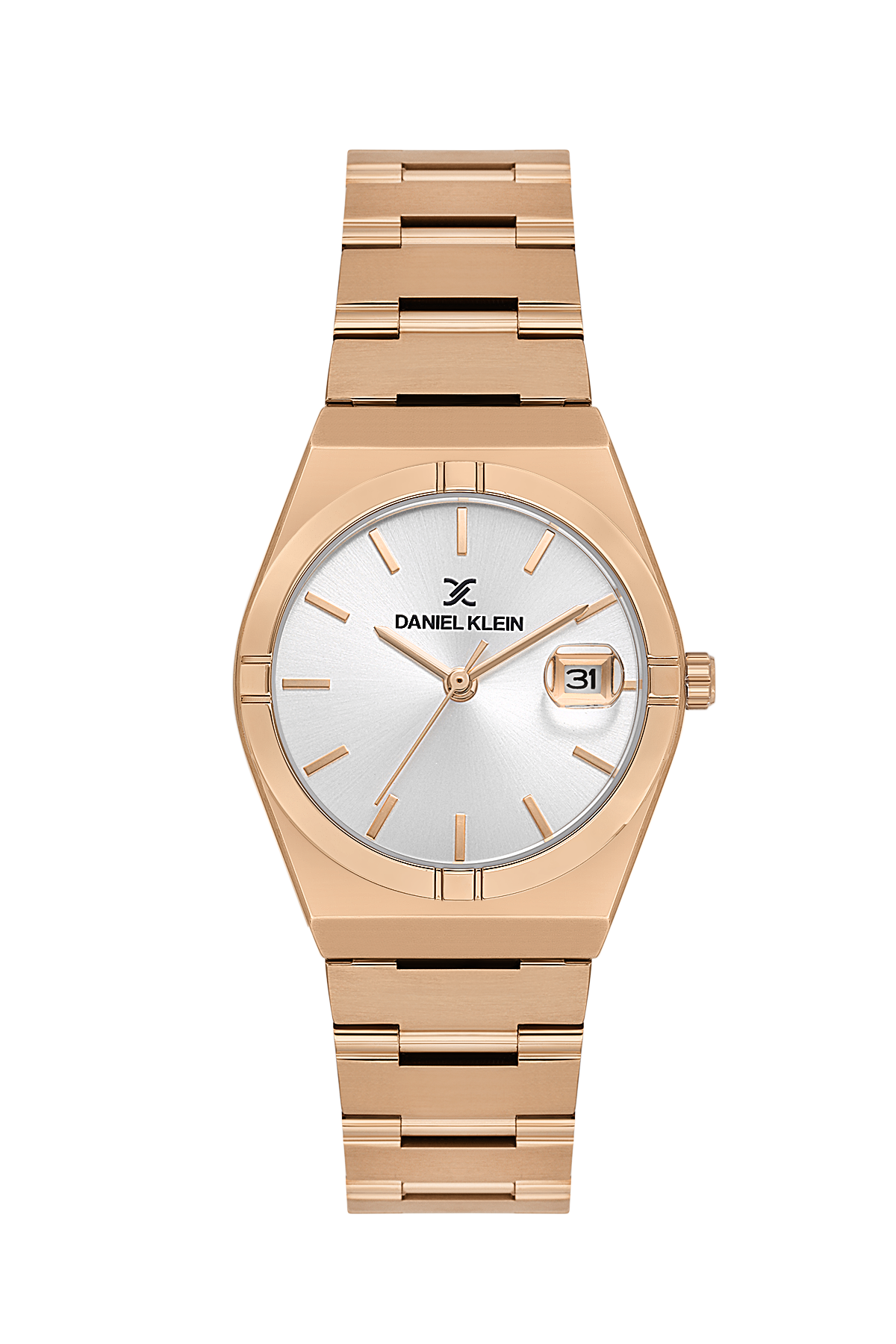 Daniel Klein Silver Pink Rosegold Date Wrist Watch for Women DK.1.14170-6