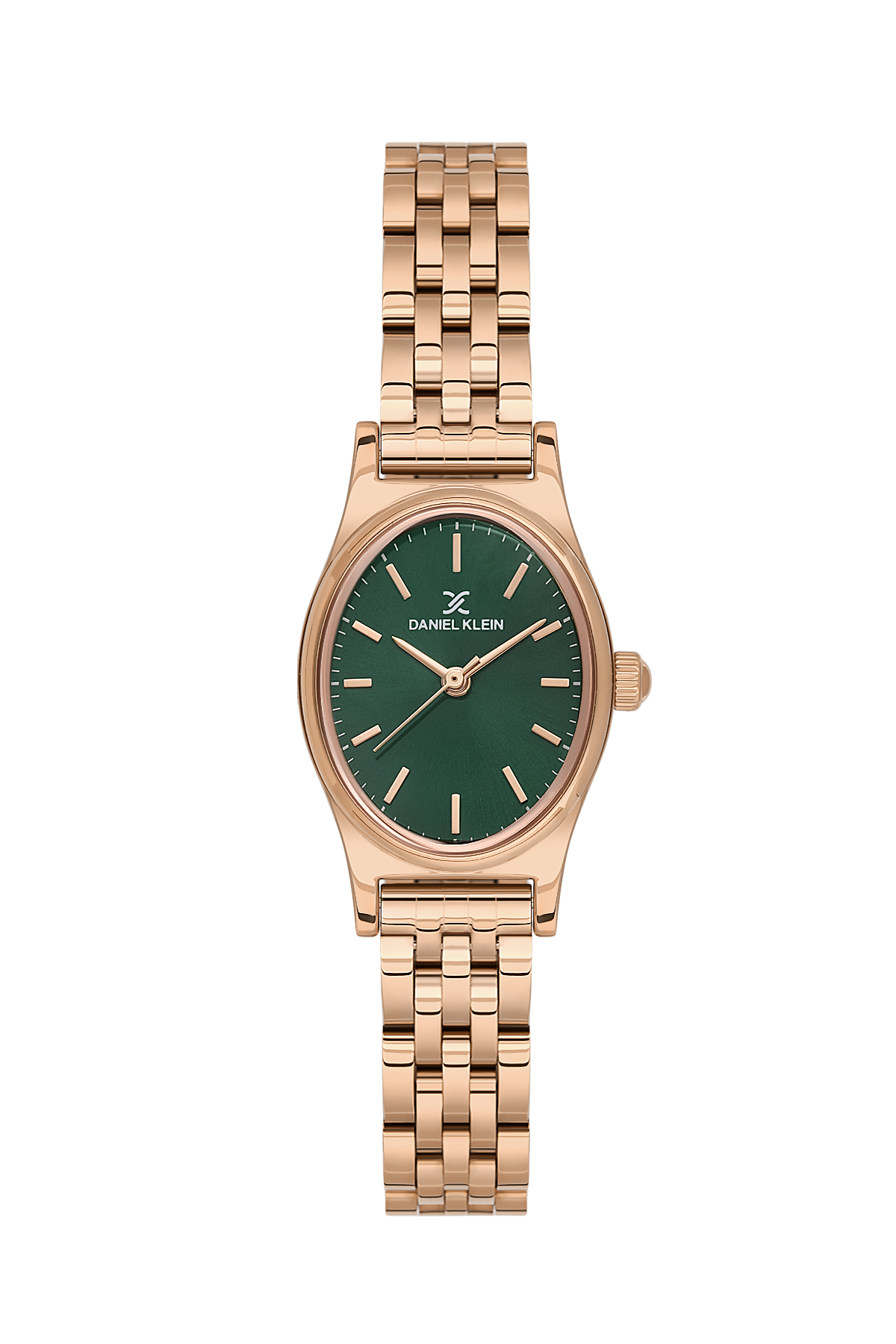 Daniel Klein Dark Green Pink Rosegold Wrist Watch for Women DK.1.14174-4