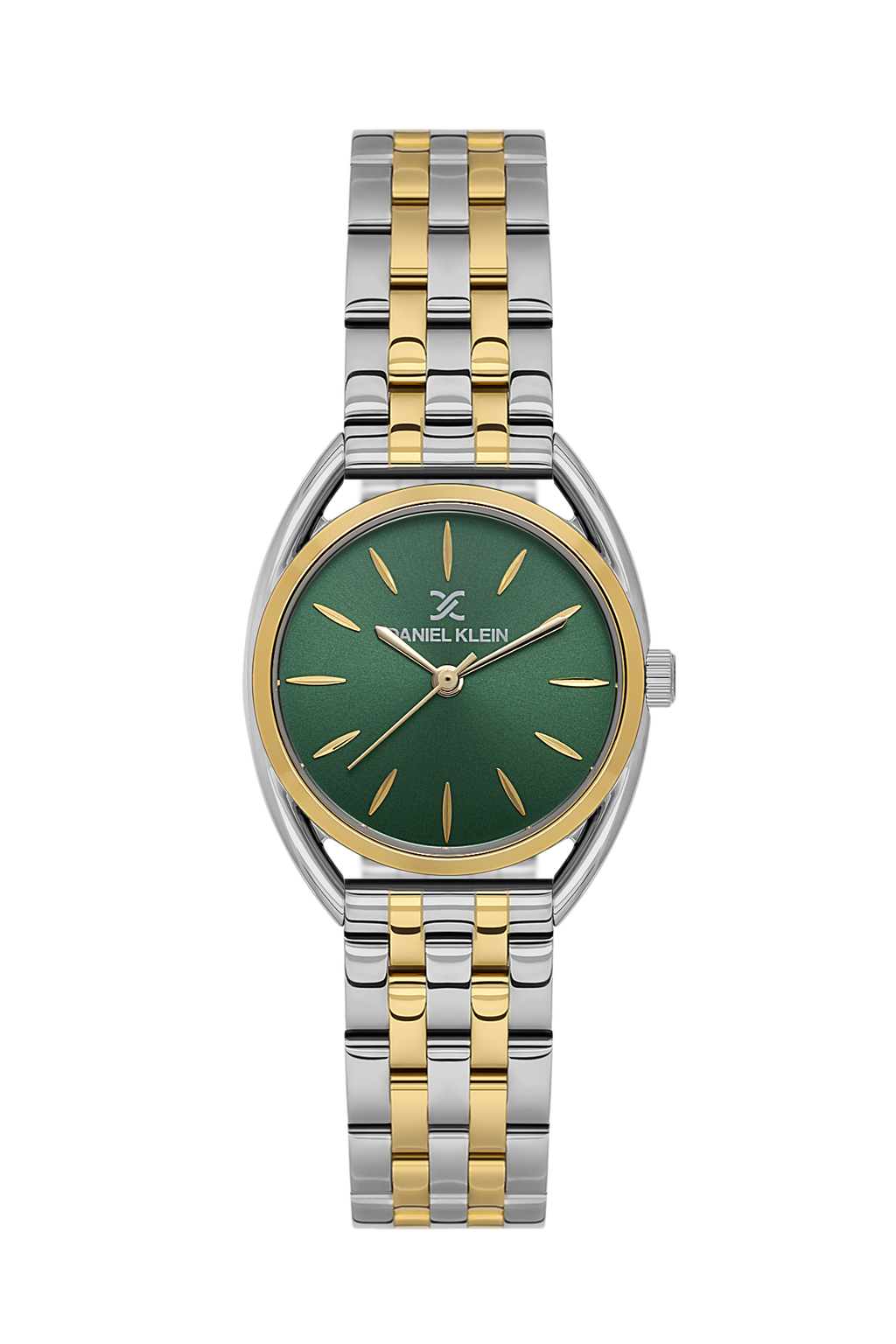 Daniel Klein Dark Green IP Silver/Gold Wrist Watch for Women DK.1.14180-5