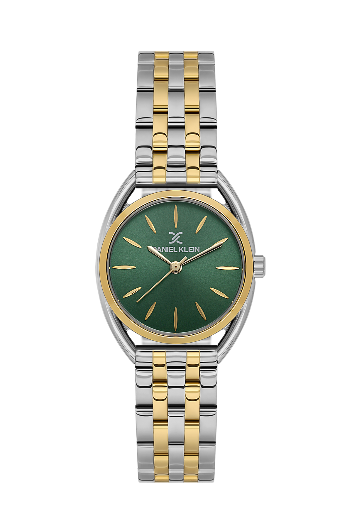 Daniel Klein Dark Green IP Silver/Gold Wrist Watch for Women DK.1.14180-5