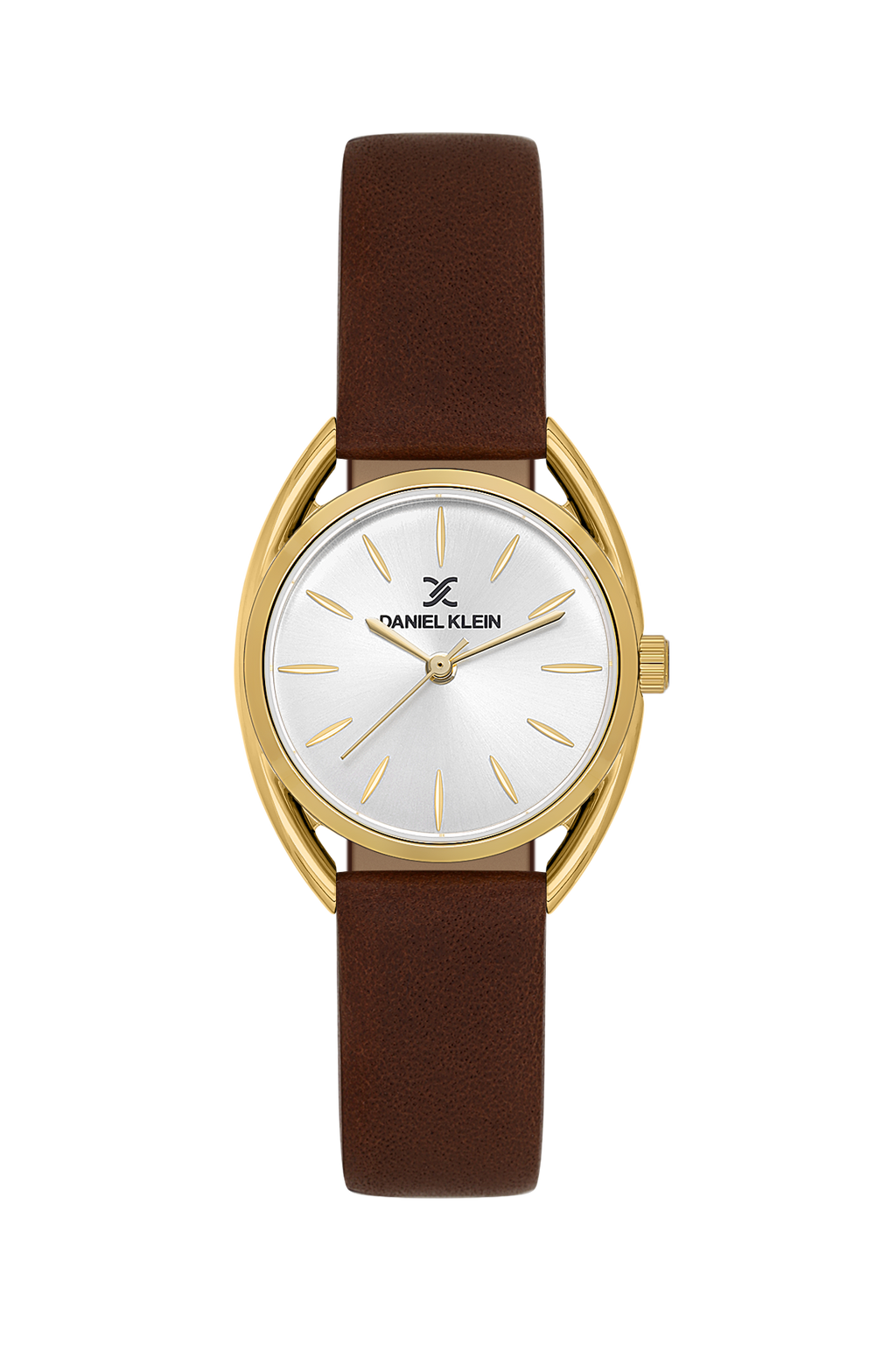 Daniel Klein Silver IP Gold Leather Wrist Watch for Women DK.1.14181-2