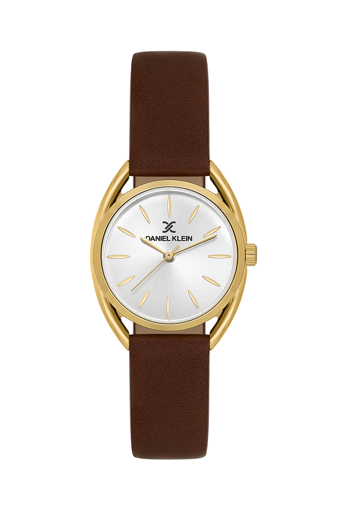 Daniel Klein Silver IP Gold Leather Wrist Watch for Women DK.1.14181-2