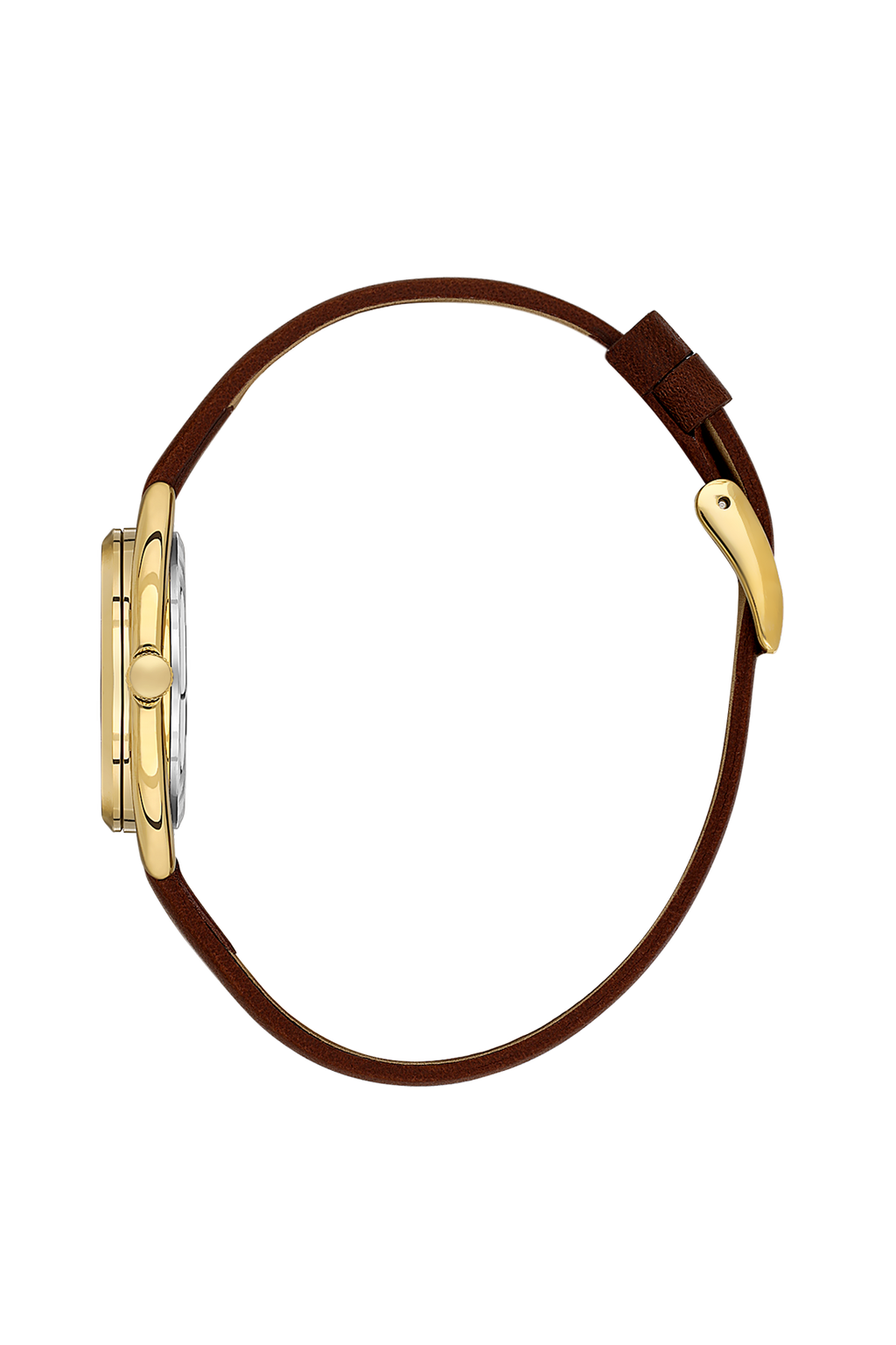 Daniel Klein Silver IP Gold Leather Wrist Watch for Women DK.1.14181-2