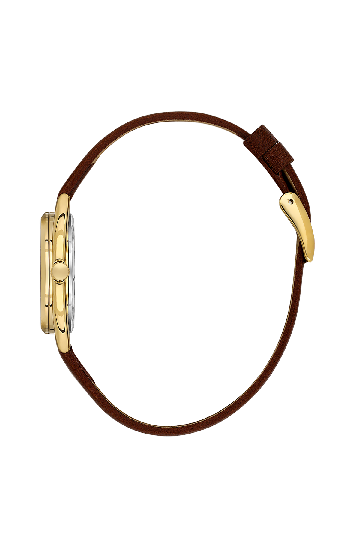 Daniel Klein Silver IP Gold Leather Wrist Watch for Women DK.1.14181-2
