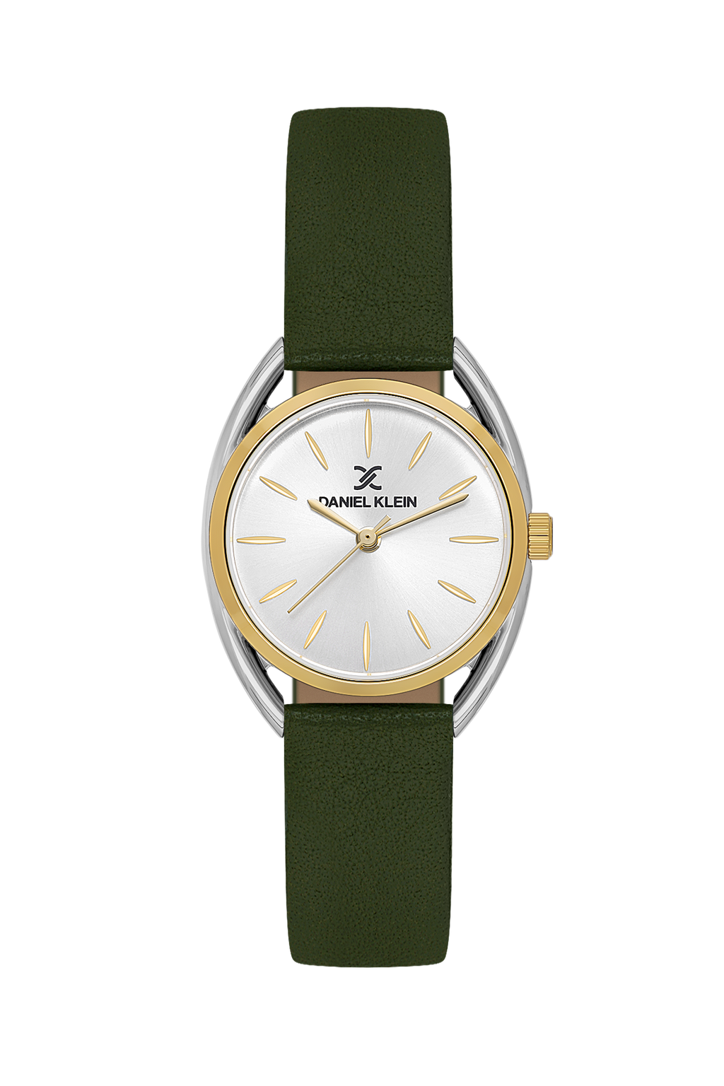 Daniel Klein Silver IP Silver/Gold Leather Wrist Watch for Women DK.1.14181-3