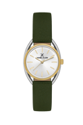 Daniel Klein Silver IP Silver/Gold Leather Wrist Watch for Women DK.1.14181-3
