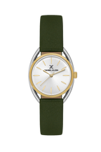 Daniel Klein Silver IP Silver/Gold Leather Wrist Watch for Women DK.1.14181-3