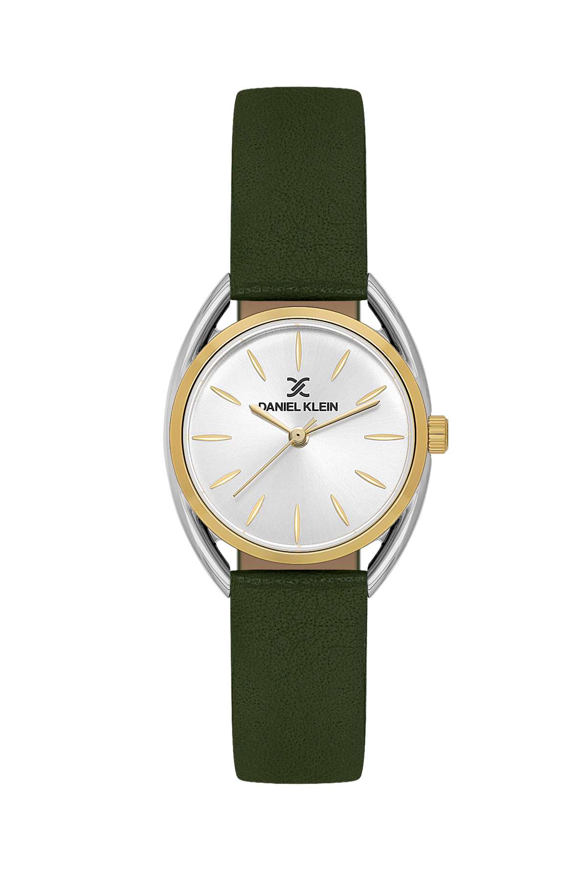 Daniel Klein Silver IP Silver/Gold Leather Wrist Watch for Women DK.1.14181-3