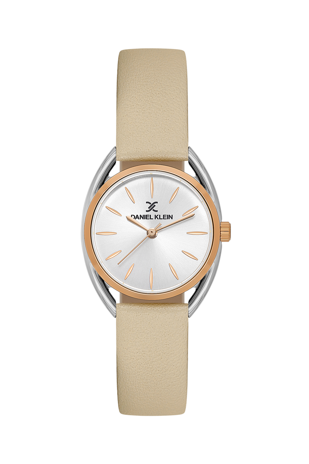 Daniel Klein Silver Pink Rosegold Leather Wrist Watch for Women DK.1.14181-4