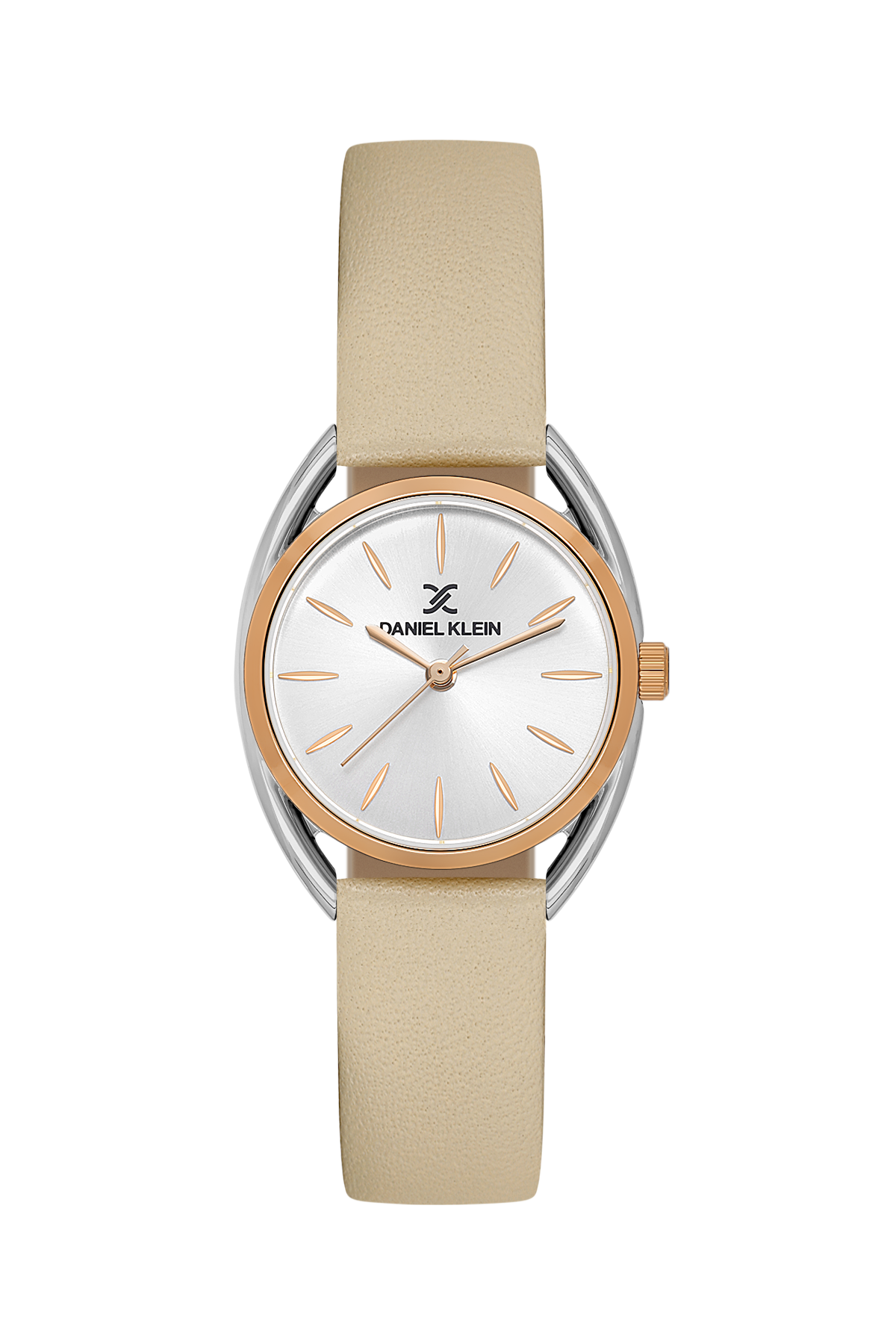Daniel Klein Silver Pink Rosegold Leather Wrist Watch for Women DK.1.14181-4