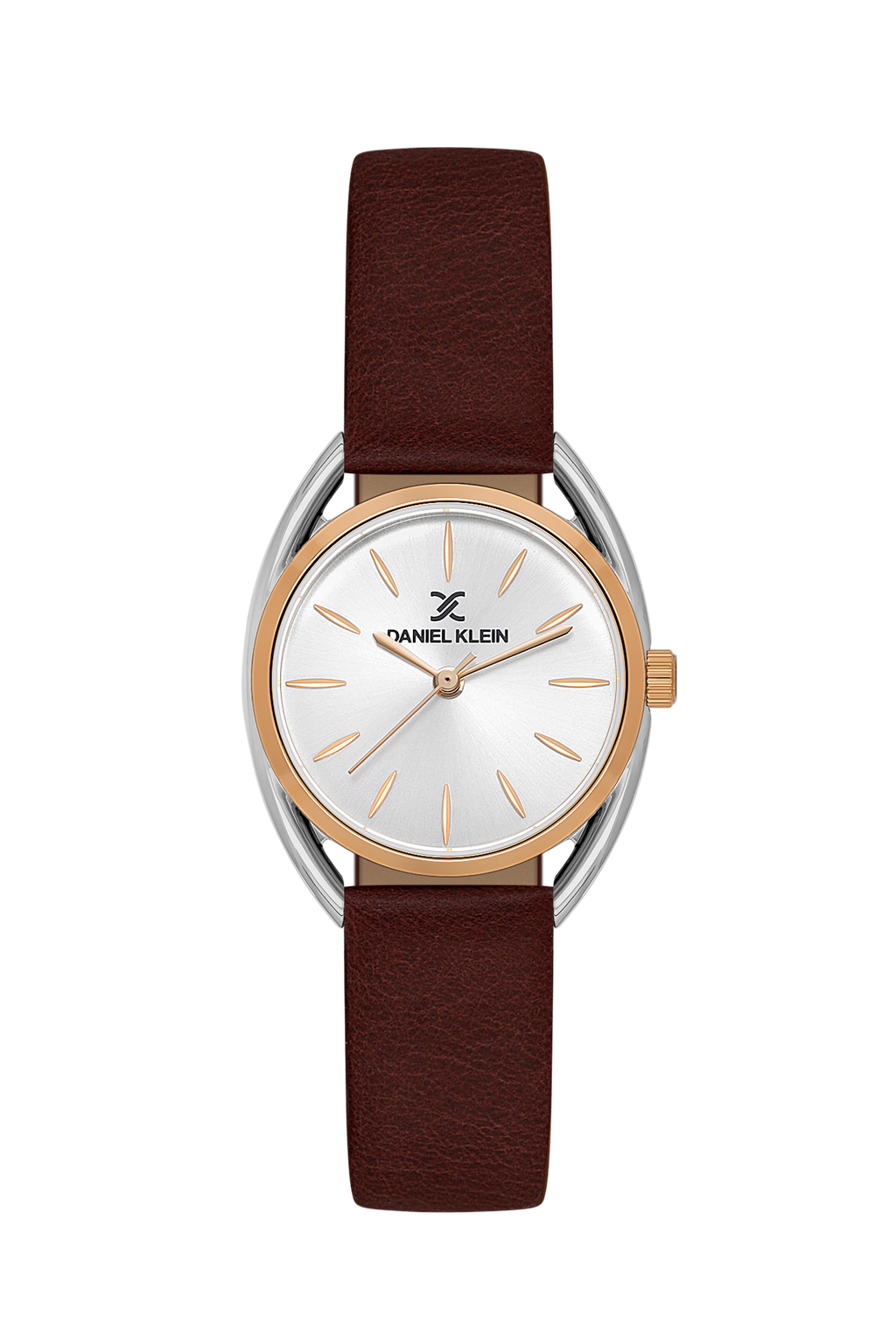 Daniel Klein Silver Pink Rosegold Leather Wrist Watch for Women DK.1.14181-5