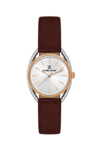 Daniel Klein Silver Pink Rosegold Leather Wrist Watch for Women DK.1.14181-5