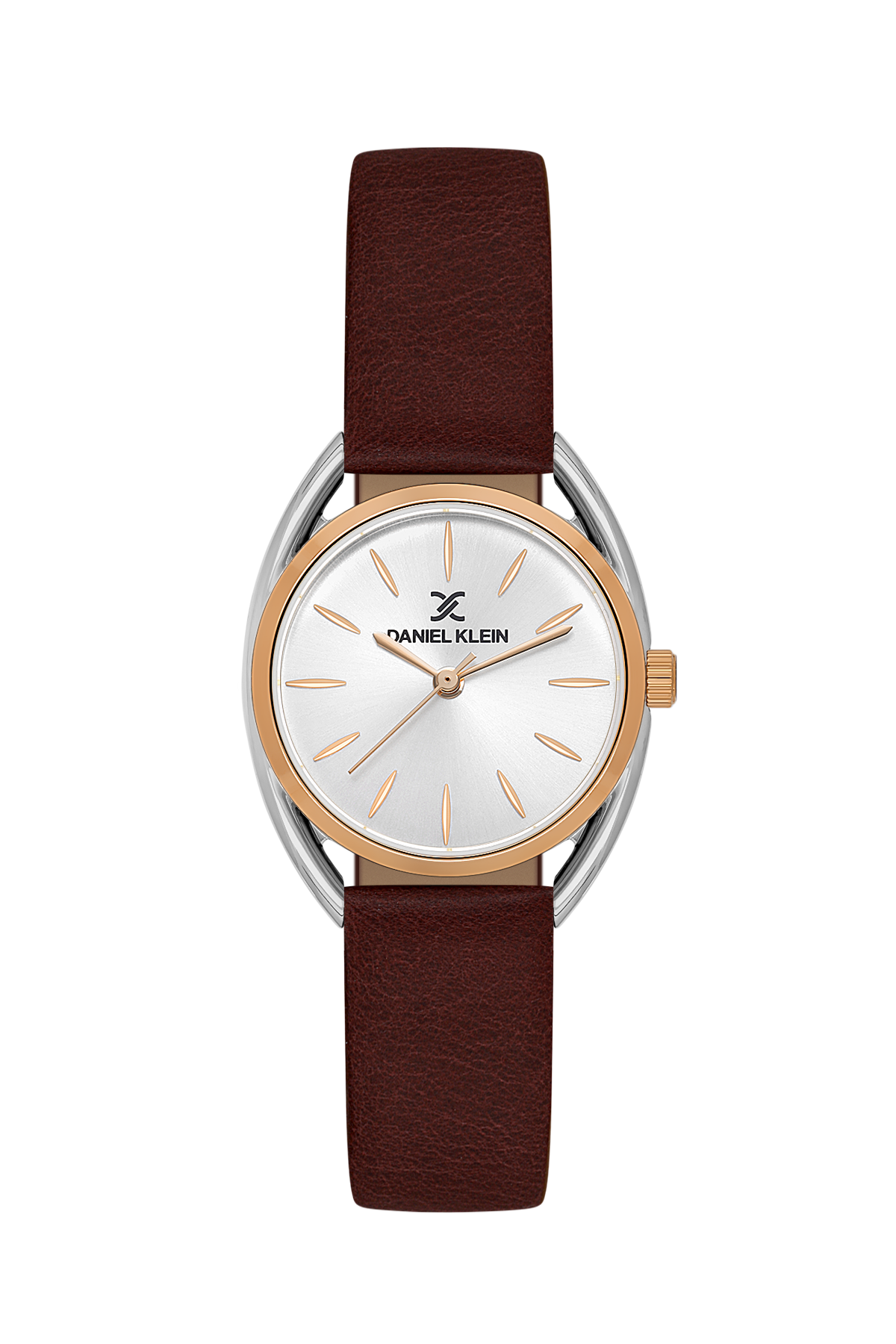 Daniel Klein Silver Pink Rosegold Leather Wrist Watch for Women DK.1.14181-5