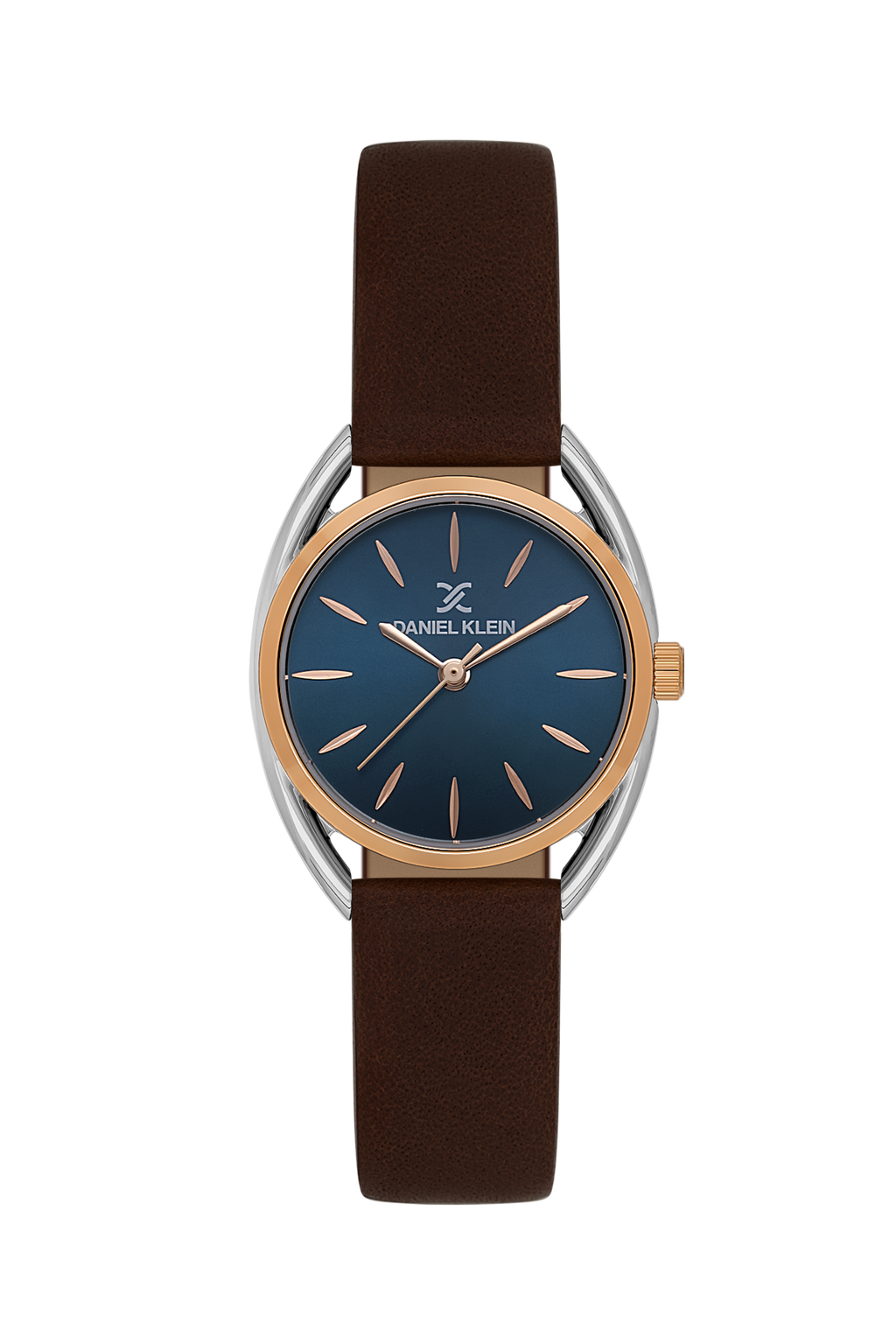 Daniel Klein Blue Pink Rosegold Leather Wrist Watch for Women DK.1.14181-6