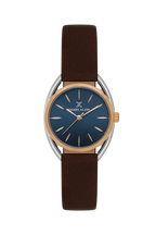 Daniel Klein Blue Pink Rosegold Leather Wrist Watch for Women DK.1.14181-6