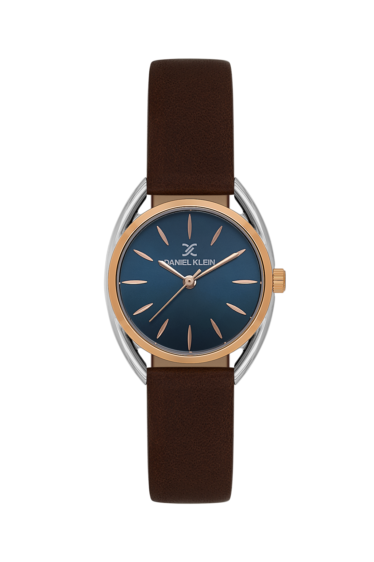 Daniel Klein Blue Pink Rosegold Leather Wrist Watch for Women DK.1.14181-6