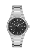 Daniel Klein Gun Black IP Silver Date Wrist Watch for Men DK.1.14194-2