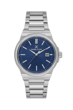 Daniel Klein Blue IP Silver Date Wrist Watch for Men DK.1.14194-3