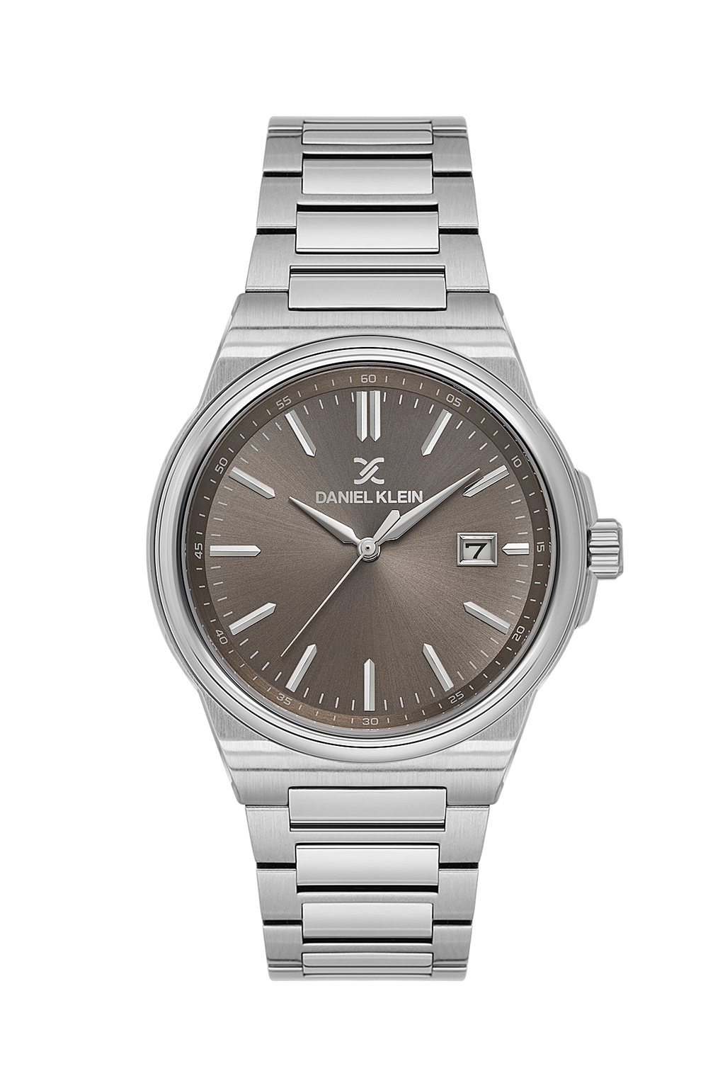 Daniel Klein Warm Gray IP Silver Date Wrist Watch for Men DK.1.14194-4