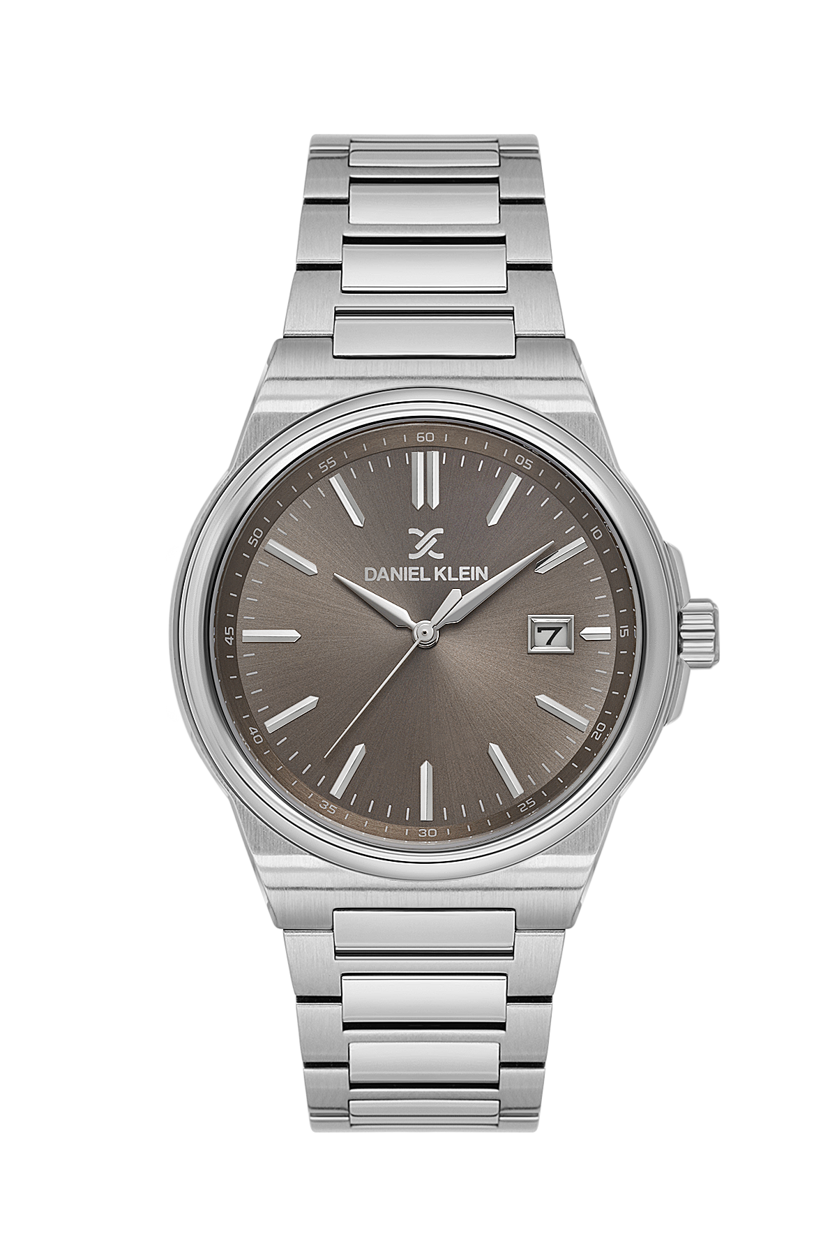 Daniel Klein Warm Gray IP Silver Date Wrist Watch for Men DK.1.14194-4