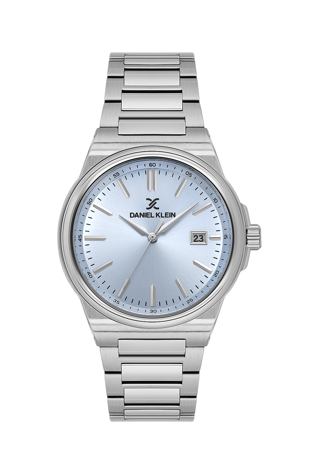Daniel Klein Blue IP Silver Date Wrist Watch for Men DK.1.14194-6